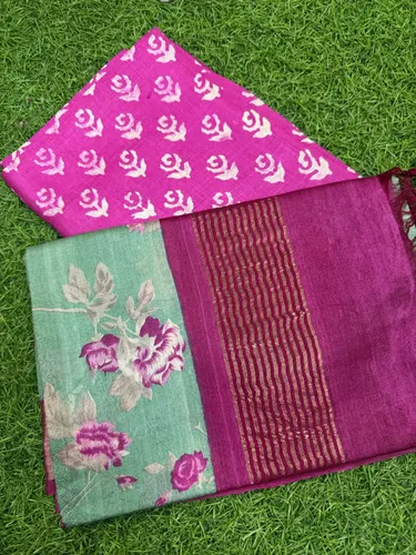 Pure Handloom Tussar Silk Dress Material (Top & Dupatta Only)